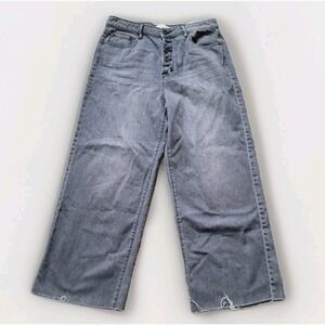 Hidden Jeans Los Angeles Grey Wide Leg Raw Hem Button Fly Jeans - Size 30